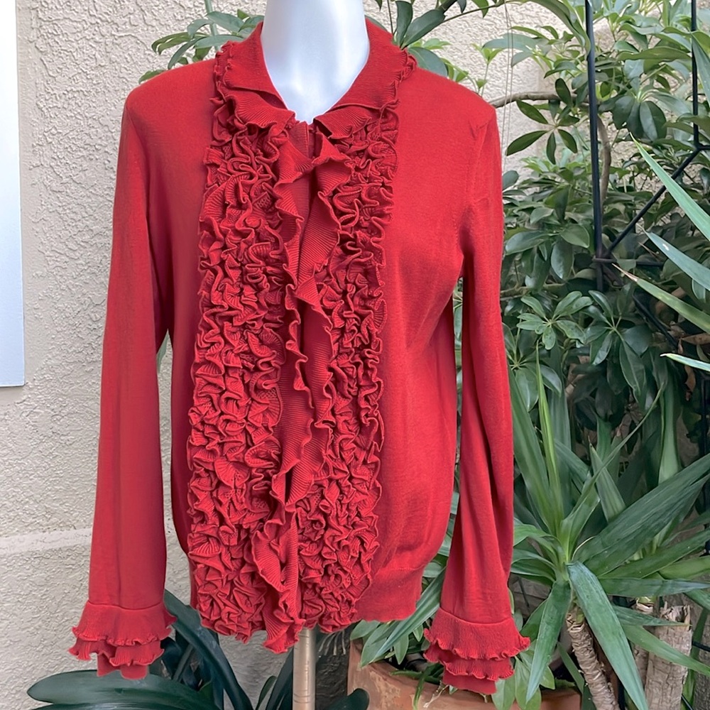 Dusty orange Yves Saint Laurent wool knitted cardigan
